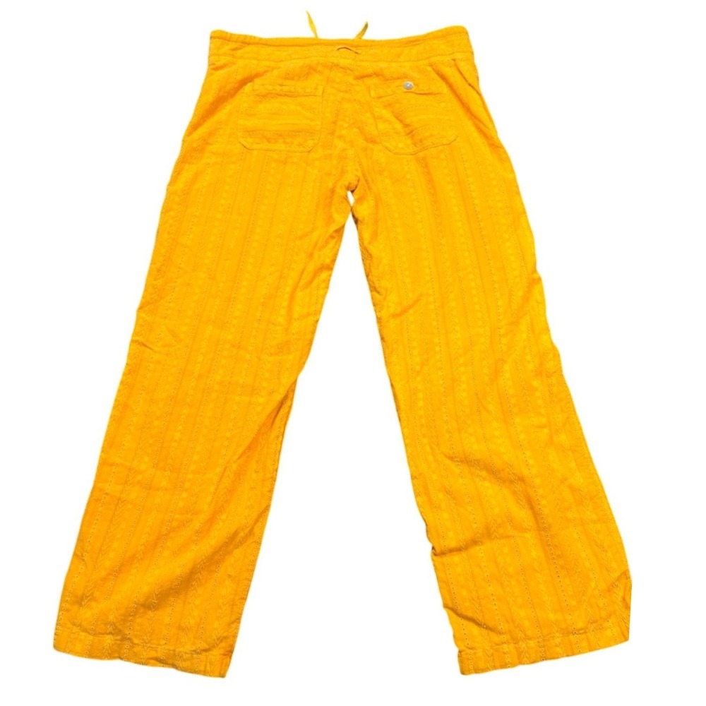 Sundance Gigi Eyelet Embroidered Straight Leg Pants Soleil Yellow Womens L - Picture 3 of 10